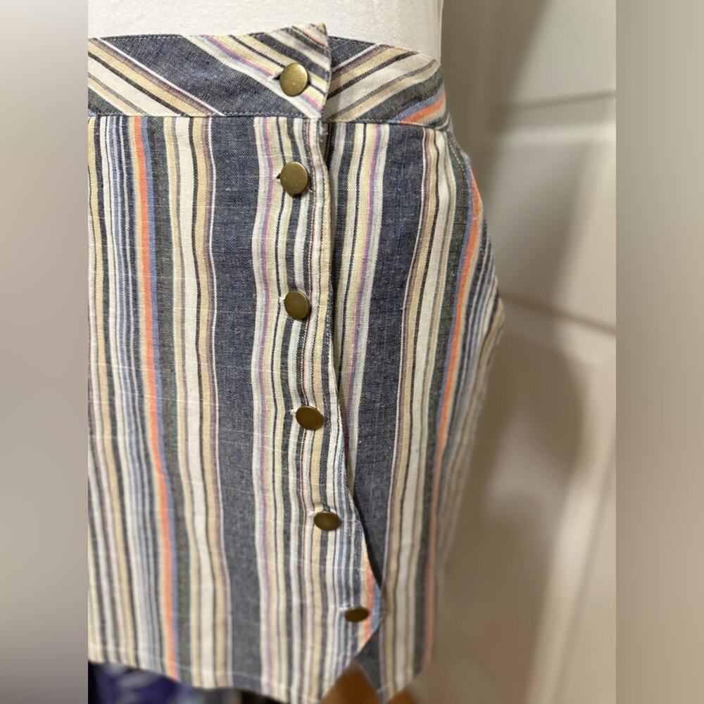 Dry Goods Fashion on Earth Y2K Stripe Mini Skirt Button Detail M Festival Boho - Picture 5 of 10